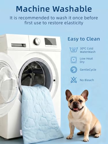 Huafly Dog Cooling Mat,Dual-Sided Cooling Mat for Dogs–Cooling Fabric for Summer,Velvet for All Seasons–Portable for Crate,Car Seat,Sofa&Floor,Machine Washable,Keeps Cats,Dogs&Puppies Cool,Cloud Blue - size: S：18" x 24" x 0.8"Th
