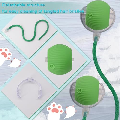 Interactive Cat Dog Toy Ball with LED Light, Automatic Rolling(Green) | String Tail and LED Light Design, Motion Activated, Suitable for Interactive Indoor Pet Play and Exercise - color: Green