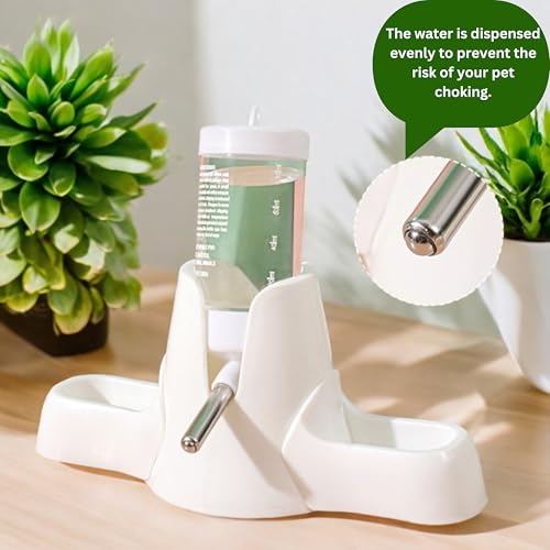Hamster Water and Food Dispenser Set, Stand Water Bottle Holder Food the Bowl for Dwarf Hamsters Small Guinea Pigs Gerbil Hedgehog Small Animals Hamster Cage Accessories, Mini Pets Stuff (Blue, 80 ml)