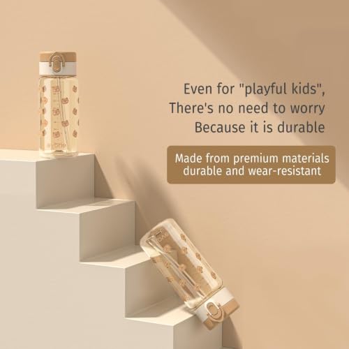 Evorie Tritan Kids Water Bottle with Straw, Leak Proof Drink Bottle,13oz | Ages 3+, BPA-Free, Dishwasher safe, Easy to clean, Lightweight and easy to carry for school and travel, Honey Bear - color: Honey Bear