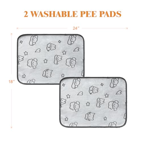 Reusable Puppy Pads, Washable Pee Pads, Leakproof 18"x 24" 2 Pack | High Absorbency Dog Training Pads, Wee Wee Pads With Waterproof Non-Slip Base For Indoor Potty, Crates, Playpen & Senior Dogs - size: 18x24(pack of 2)-pet