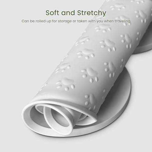 PWTAA Dog Food Mat Anti-Slip Silicone Dog Bowl Mat Thicker Pet Placemat Waterproof Cat Feeder Pad with Raised Edge Puppy Kitten Feeding Mats Suitable Small Medium-Sized Dogs Cats Eating Tray - 2PCS - color: White, size: 19.4" x 9.8"-2PCS