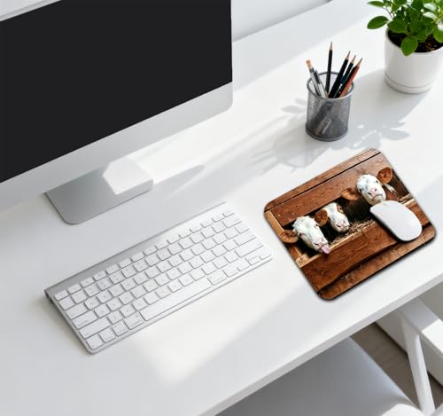 Funny Cow Portrait Mouse Pad, Rustic Old Wood Barn Desk Mat | 9.5"x 7.9", Red and White Farm Animal, Cute Smooth & Anti-Slip Mousepad - color: Colorful Design Wknoon-Art 17