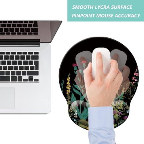 Mouse Pad with Wrist Support, Ergonomic Mouse Pad with Memory Foam Wrist Rest Cushion, Non-Slip Rubber Base Gaming Mice Pad for Home Office Computer Laptop, Flowers Grass - color: Flowers grass