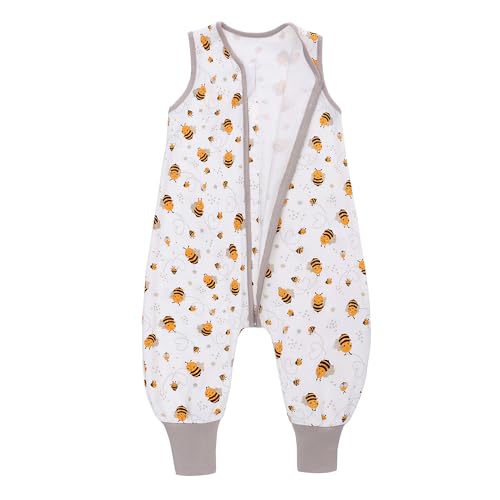 Miracle Baby Sleep Sack with Feet - 0.5 TOG 100% Breathable Cotton Wearable Blanket, Sleeveless Design Sleeping Bag for Baby - color: Bee, size: 6-12 Months(S)