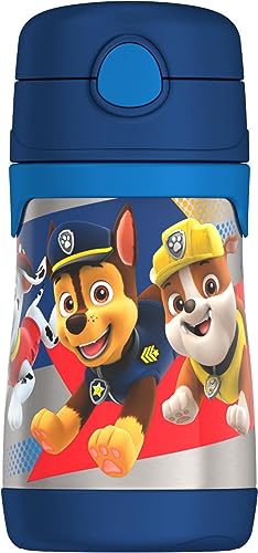 THERMOS Vacuum Insulated Stainless Steel 10oz Straw Bottle, PAW PATROL BOY - color: PAW PATROL BOY, size: 10 Ounces