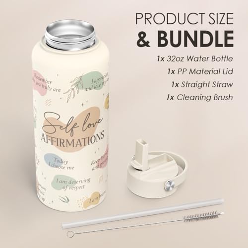 Inspiration Gifts for Women Girls, Inspiration Water Bottle 32oz Stainless Steel with Lid, Insulated Bottles Gift Idea for Birthday Christmas - color: Inspiration 1