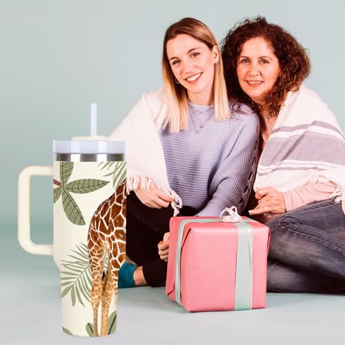 momocici 40oz Giraffe Tumbler with Handle Gifts for Women.Giraffe Lover Cups Tumbler Gifts for Women.40 oz Birthday Christmas Giraffe Cup Tumblers for Giraffes Lover. - style: Giraffe