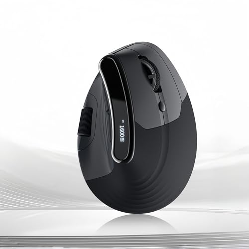 Ergonomic Vertical Mouse, Dual Scroll, Tri-Mode, OLED Display | 60° ergonomic vertical mouse with dual scroll wheels, tri-mode Bluetooth/2.4G/wired connectivity, OLED display, and 8000 DPI. - color: Black