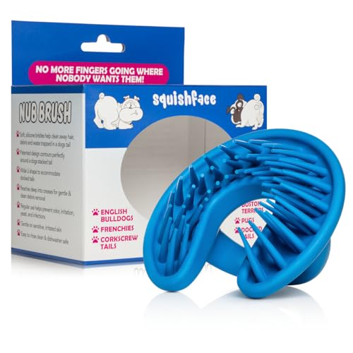 Squishface Silicone Nub Brush for Dog Corkscrew Tail, Skin Fold Itch Relief