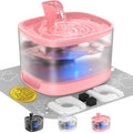Veken 85oz/2.5L Cat Water Fountain with Detachable Tank for Cat, Dog, Red | Easy to Clean & Assemble, Pet Drinking Dispenser with Quiet Operation & LED Light, Small Pets - color: Red