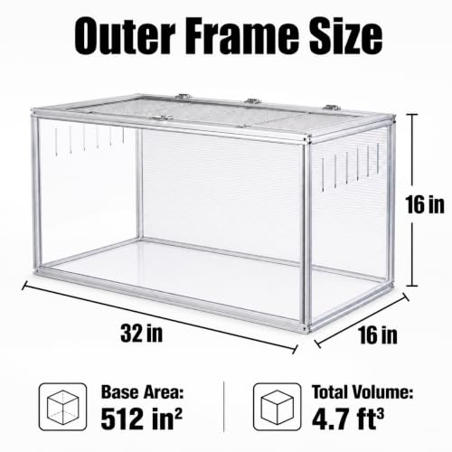 Large Hamster Cage 32x16x16 in, Acrylic Hamster Enclosure with Metal Frame | Chew-proof, Vent holes, Hinged top - size: 32 x 16 x 16 in