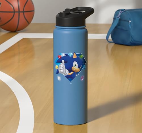 Sonic the Hedgehog 35th Anniversary Emerald Legacy Stainless Steel Insulated Water Bottle - color: Light Blue