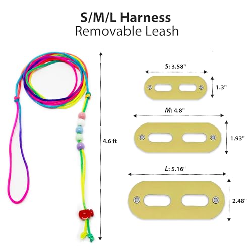 AIITLE Bearded Dragon Leash & Harness 3-Size Pack (S/M/L) - Adjustable, Soft Leather Reptile Harness for Geckos, Lizards, Chameleons, Ferrets, Hamsters, Yellow - color: Yellow