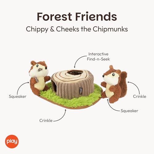 P.L.A.Y. Cute Plush Dog Toys - Forest Friends Critter Themed Durable Interactive Squeaker Chew Toy, Great for Puppies & Small, Medium, Large Dogs - Machine Washable, Recycled Materials (Chipmunks) - style: Chippy and Cheeks the Chipmunks