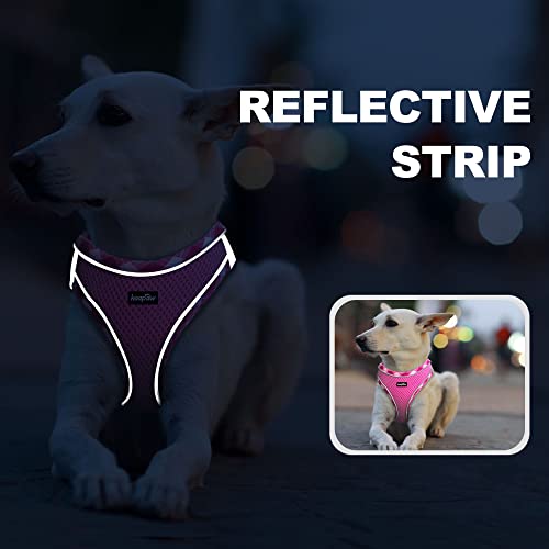 haapaw Dog Harness with Leash Set, No Pull Adjustable Reflective Step-in Puppy Harness with Thickened Padded Vest for Extra-Small/Small Medium Dogs - color: Pink, size: XS