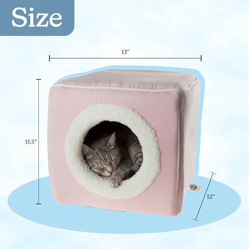 Cat House - Indoor Bed with Removable Foam Cushion - Cat Cave for Puppies, Rabbits, Guinea Pigs, Hedgehogs, and Other Small Animals by PETMAKER (Pink) - color: Pink