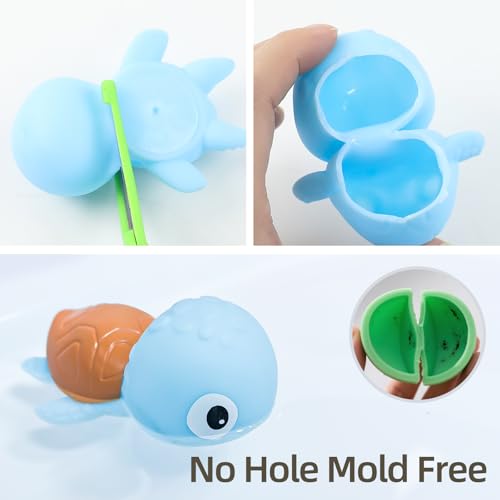 Tovol Zerky No Hole Baby Bath Toys for Kids 6-12M, Marine Animal Bathtub Toys for Toddlers 6+ Months with Sealed Design, 6 Pcs Sea Animal Float in Water Pool Toys for Boy Girl Birthday Gifts