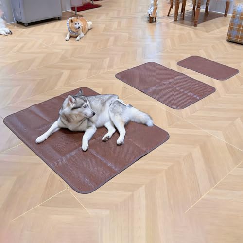 PE Woven Cooling Pad for Extra Large Dogs, 46"x36", L | Chew-Resistant & Non-Slip, Cool-to-Touch, Easy Clean, Foldable & Portable for Indoor Outdoor Crate Car Use - size: L 36"x46"