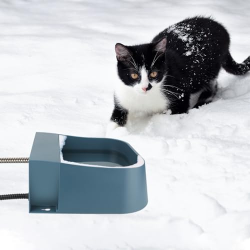 Automatic Heated Water Bowl for Dogs Cats, Outdoor Heated Dog Bowl with Auto Fill, 2L Winter Heating Waterer Provide Drinkable Water for Chickens, Rabbits, Birds, Goats, Feral Animal - size: 2L(Blue)