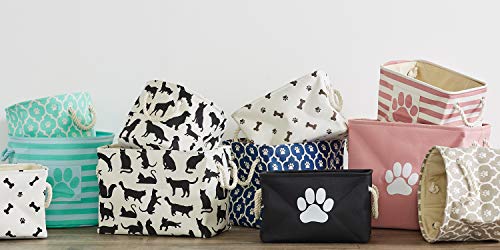 Bone Dry Pet Storage Collection Striped Paw Patch Bin, Black, Small Round - color: Black, size: Small Round
