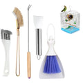 5 Pcs Set Bird Cage Cleaner Bird Cage Cleaner Brush with Stainless Steel Scraper, Long Handle Pet Cage Cleaning Tool for Parakeet Parrot Cage, Poop Remover Brush for Small Animal Cages Accessories