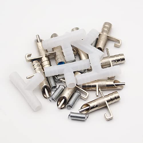 50PCS Rabbit Nipple Waterer Automatic Drinking System | with Spring & T-Tubing for Rabbits, Guinea Pig, Rat, Mouse and Rodent, Wire Cage Compatible, 5/16" ID (White)