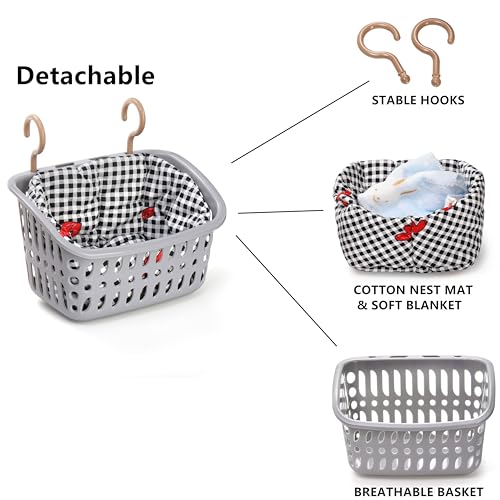 2 Pack Rat Hammock for Cage, Chew Proof Small Animal Hanging Basket Bed with Hooks, Chinchilla Hideout Ferret Cage Accessories for Guinea Pig, Hamster, Sugar Glider, Hedgehog