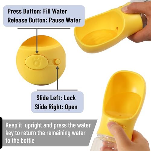 Mr. Pen- Portable Dog Water Bottle, 19 oz, Large | Leak Proof Puppy Water Dispenser with Drinking Feeder for Pets, Outdoor Walking, Hiking, Travel, Not Dishwasher Safe - color: Yellow