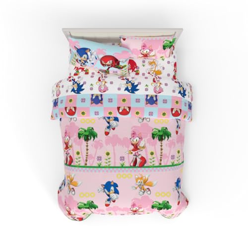 Franco Sonic The Hedgehog Amy Rose Anime Kids Bedding Super Soft Comforter and Sheet Set with Sham, 7 Piece Full Size, (Officially Licensed Product) Kids - color: Sonic the Hedgehog Girl, size: Full