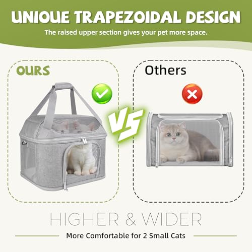 Soft Cat Carrier Up to 20 Lbs, Washable Pet Travel Bag for Kitten Puppy | Breathable Mesh, Medium to Big Pets Small Dog,Soft-sided Cloth Animal Crate for Car Travel Carrying, Safe for Vet Visit,Grey - color: Gray