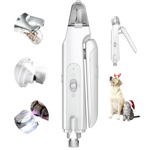 CATPICK 2-in-1 Cat Nail Clippers & Dog Nail Clippers Trimmers for Large Medium Small Dogs Cats Claw Trimmer Quick Sensor and Safety Guard USB Rechargeable with 2 LED Lights Dogs Nail Trimmer - color: White 2
