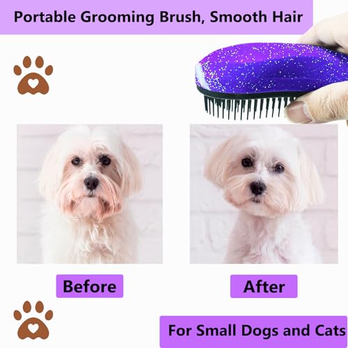 Puppy Brush, Soft Dog Brush for Grooming, Puppy Hair Remover Brush Comb, Grooming Tool for Poodles,Teddy, Yorkies, Maltese, Shih Tzu, Chihuahua, Starry Purple - color: Starry Purple