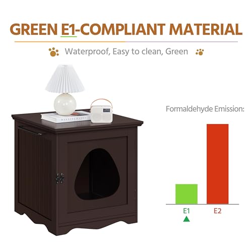 Yaheetech Cat Litter Box Enclosure, Litter Box Furniture Hidden with Towel Bar, Wooden Pet Washroom, Dog Proof Cat Litter Box Cabinet, Indoor Pet House, Side End Table, Espresso - color: Espresso, size: 19 ″ L × 20″ W × 20.5″ H
