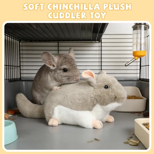 YUEPET Soft Chinchilla Cuddler Plush Toy, Guinea Pig Plush Toy for Cages | Chinchilla Cage Accessories, Chinchilla-Shaped Plush, Thick Plush Fabric, Flat Base, Washable, For Indoor Cages