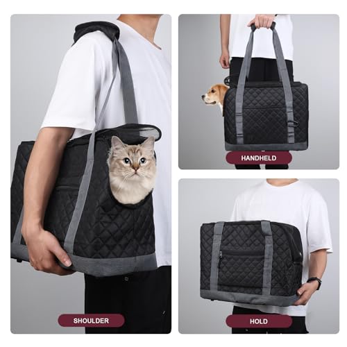 Dog Carriers for Small Dogs Puppy Purse Carrying Bag for Dog 0-11lbs Tote Bag Carrier with Pocket for Cat,Dog,Rabbit Under 11lbs Outdoor Puppy Carrier (Black, L15 * W7.5 *H 11.8 ")