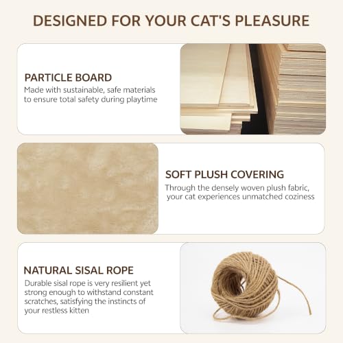 16-in-1 Cat Wall Shelves, Cat Furniture w/Tunnel & Bridge, Grey | Wall Mounted Cats Shelf Set with Plush Fabric, Cat Climbing Wall Systems for 16 Inch Drywall, with Scratching Posts, Condos - color: Grey, size: 16-in-1