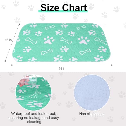 BEAUTYZOO 6 Pack Washable Pee Pads for Dogs, Reusable Puppy Pads for Potty Training, Waterproof Super Absorbent Whelping Pads Mats Non Slip Against Urine for Small Medium Dogs Cats, 16" x 24" - color: Aqua Blue, size: 16 X 24 Inch (Pack of 6)