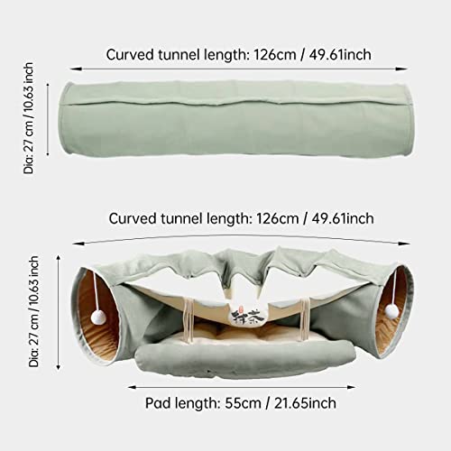 LEFTSTARER 2-in-1 Collapsible Cat Tunnel for Indoor Bed and Hideout - Pet Dog Rabbit Bunny Ferret Tunnel Tubes Toys with Removable Washable Mat, Tower Wheel Stuff - color: 1.Green
