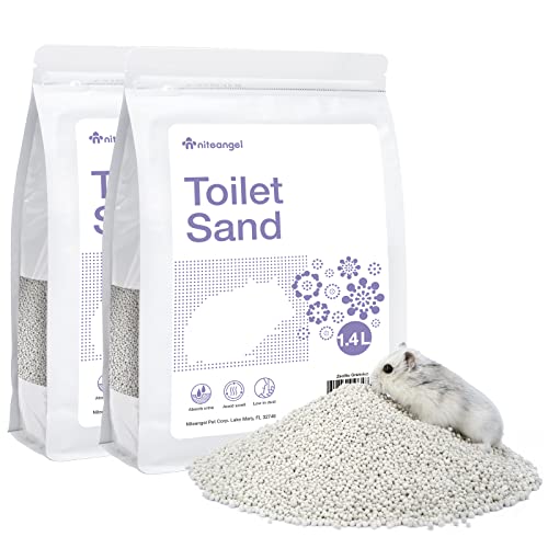 Niteangel Training Litter Potty Sand: 1.4 L x 2 Absorb Odor & No Dust | Clumps Easily & Encourages Digging - Hamster Sand Bath for Syrian Dwarf Hamsters Gerbils Mice Lemming or Other Small Pets - size: 1.4 L x 2 - Purple Label