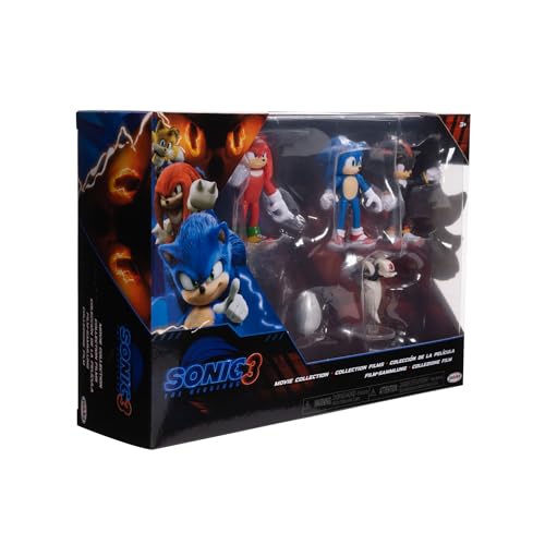 Sonic The Hedgehog 3 Movie Action Figures 2.5-Inch Movie Collector Toy Figure Multi-Pack Includes Knuckles Shadow Buzz Bomber & Drone- Officially Licensed Toys