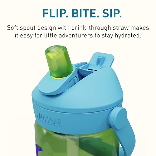 CamelBak Thrive Flip Straw Kids Water Bottle with Bite Valve, Tritan Renew Design for School and Travel, 14oz, Hip Dinos - color: Hip Dinos