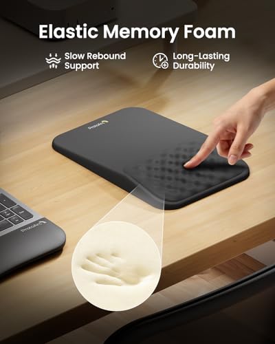 ProtoArc MP50 Ergonomic Mouse Pad with Wrist Support, Lycra Surface, Black | 8° slope & massage points, soft memory foam, Large 12x8 Inches, Non-slip base. Relieves wrist strain for office & home - color: Black Lycra