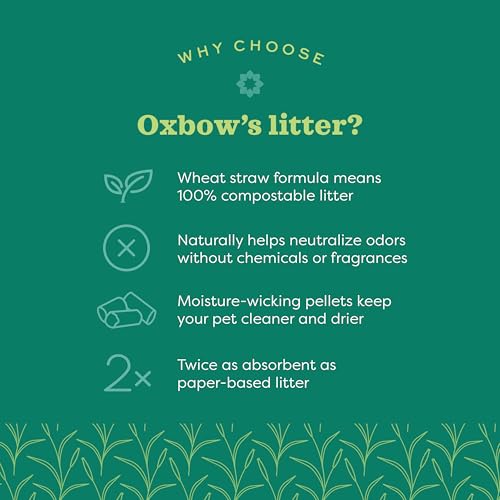 Oxbow Eco Straw Rabbit Litter Pellets, Bunny & Ferret Litter, USA, 20 lb | Wheat Straw Pellet Litter, Low Dust, Rabbits, Bunnies, Ferrets, Guinea Pigs, Cats, Odor Control, Scoopable, Highly Absorbent