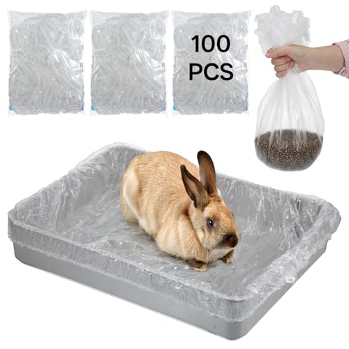 COMNICO Disposable Cage Liners, 100 Pcs Rabbit Guinea Pig Cage Liner Bags | Small Animals, Universal, Plastic Film, for Bunny Bird Hedgehog, Chinchilla, Essentials, Indoor