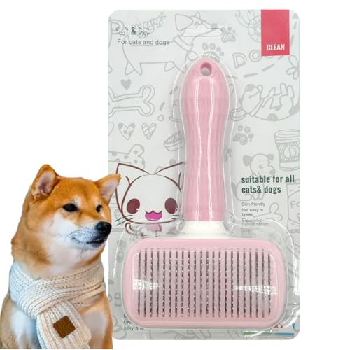 Self-Cleaning Slicker Brush, Dog Cat Bunny Pet Grooming Shedding Brush, Easy to Remove Loose Undercoat, Pet Massaging Tool Suitable for Pets with Long or Short Hair (Baby Pink) - color: Baby Pink
