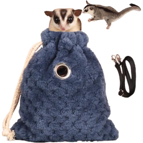 Sugar Glider Bonding Pouch - Soft Sleeping Pouch with Breathable Vent & Drawstring Portable Travel Bag Small Animal Carrier for Sugar Glider Squirrel Hamster Rats Hedgehog Bird Parrot (Blue) - color: Blue