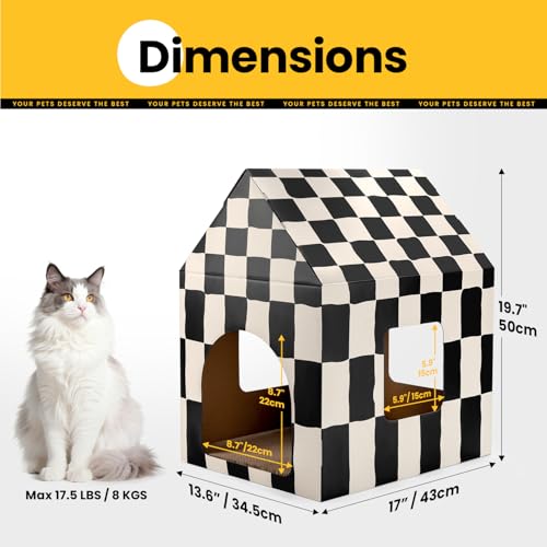 Conlun Large Cat House Scratching Pad Indoor Cave <18 lbs | 2-in-1 cozy cave, heavy-duty recycled cardboard | traps messy crumbs, quick setup | ideal for cats up to 18 lbs - size: Large - 1 Pack
