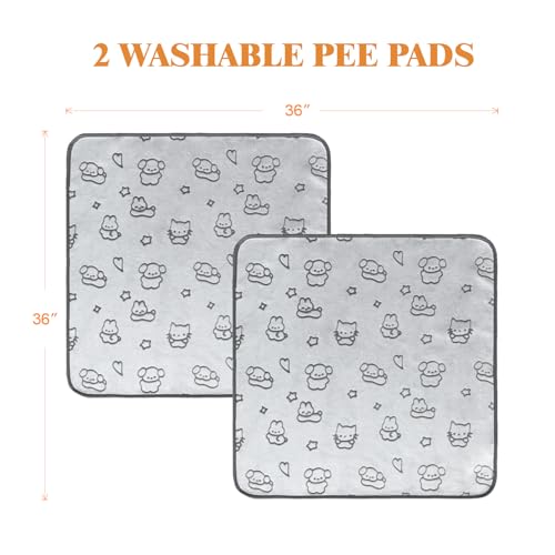 Reusable Puppy Pads, Washable Pee Pads, Leakproof 36"x 36" 2 Pack | High Absorbency Dog Training Pads, Wee Wee Pads With Waterproof Non-Slip Base For Indoor Potty, Crates, Playpen & Senior Dogs - size: 36x36(pack of 2)-pet