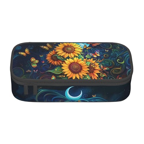 Yrebyou Sunflower Pencil Case Big Storage Pencil Pouch Multi-Functional Pen Bag Cute Lightweight Organizer for Aldult Office College - color: Yellow